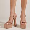 Liyke Sexy Thick Bottom Square Toe Platform Sandals Women Summer Fashion Buckle Strap High Heels Party Wedding Stripper Shoes