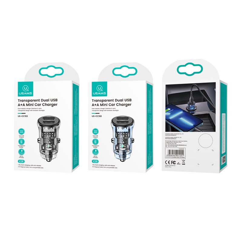 Youshengshi 3A Transparent Mini Car Charger for Cigarette Lighter