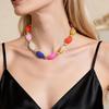 Klobiger Bunter Perlen-Choker Harzperlen-Halskette Boho Urlaubs-Halskette für Damen Tägliches Tragen Sommer Strandurlaub Schmuck