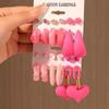 Pink Girly Resin Stud Earring Set - Elegant & Sweet Style for Women