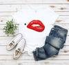 Red Biting Lips Hot Babe Party Vibe Tee Trendy Graphic Tshirt Sexy Lips Tee