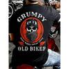European Size Men'S Oversized 3D Graphic T-Shirt - Biker-Inspired "Grumpy Old Biker" Slogan & Skull Print, Black with Red Lettering
