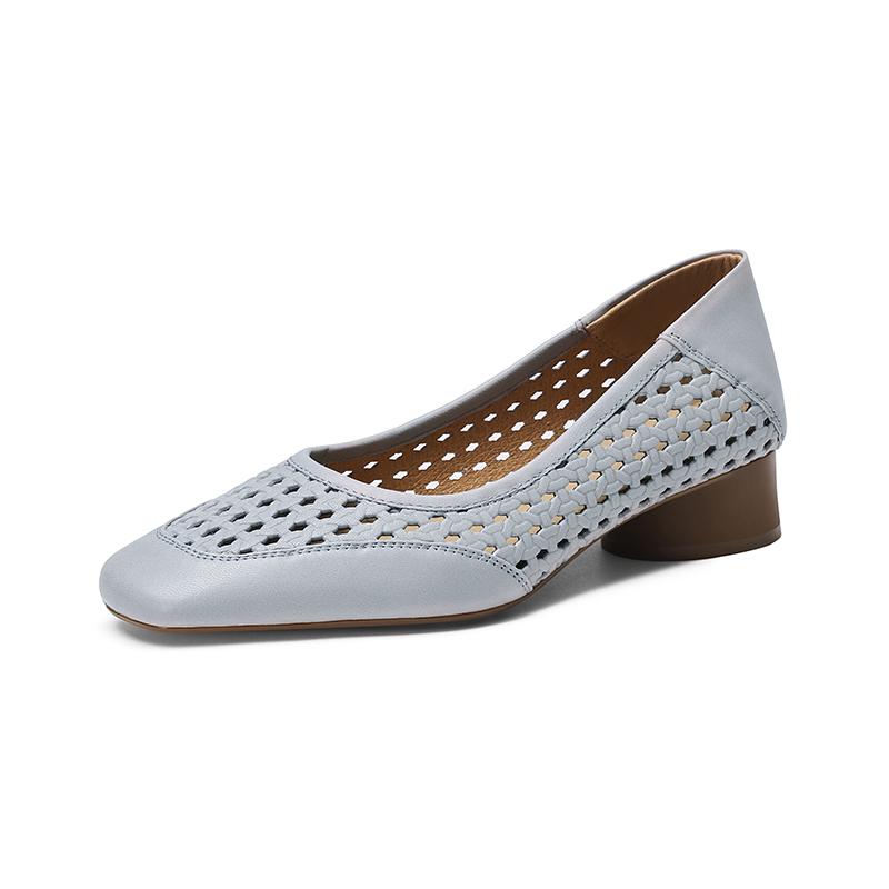 

Модные французские летние сандалии с вырезами, дышащие, с квадратным носком, на каблуке-рюмочке, блочном каблуке для одиноких женщин 41