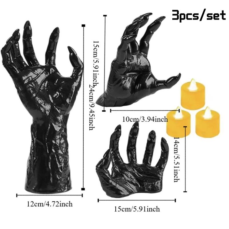 Halloween Wall Decorations Creepy Hands Candles Holder Wall Hanging Hook Collection Scary Ghost Hand Storage Shelf Decor
