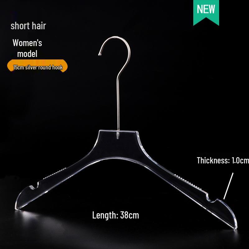 Acrylic Non-slip Clothing Hanger with Pant Clips for Men, Women, and Children - Transparent Plastic with Logo