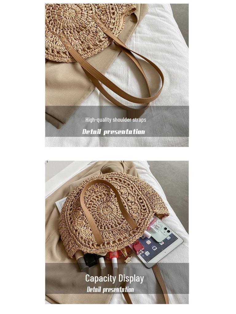 Large Capacity Ethnic Style Woven Shoulder Bag – Fashionable Women's Beach Handbag