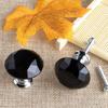 6Pcs Black Diamond Shape Crystal Glass 30mm Kitchen Cabinet Door Drawer Knob Cupboard Dresser Wardrobe Pull Handle with Screws.