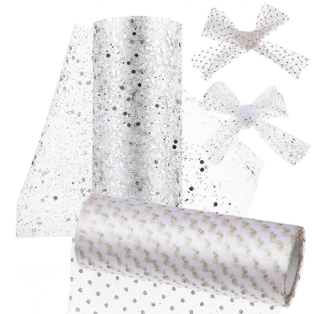 Glitter Tulle Fabric Decorative Organza for Wedding Table Decoration 6 Rolls