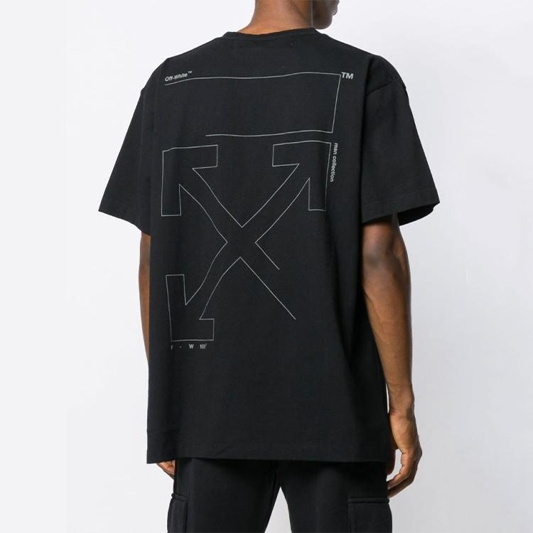 Off-White Unfinished Loose Round Neck Short Sleeve Black Men's OMAA038E191850031091