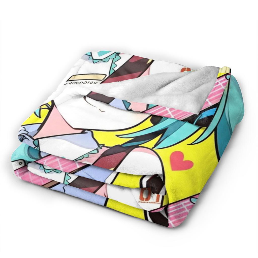 Cute Hatsunes Mikus Anime Style Plush Blanket Novelty Throw Blanket for Home 200x150cm Plush Thin Quilt,