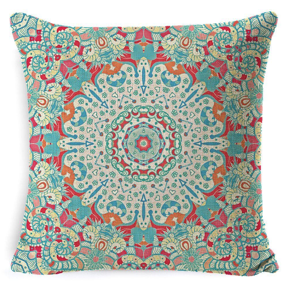 Bohemian Mandala Bedside Sofa Cushion American Vintage Linen Throw Pillow Cover