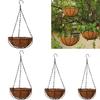 Hanging Coconut Basket Planter Flower Pot Black Metal Frame Hanger 14inch