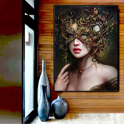 Diy Diamond Painting Woman Mask Diamond Embroidery Round Drill Rhinestone Painting Crafts Needlework