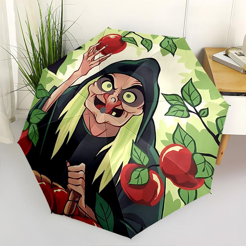 

Apple Witch Villains Themed Automatic Opening and Closing Umbrella, Brightly Colored 8-rib Portable Umbrella, Suitable for Men and Women, A