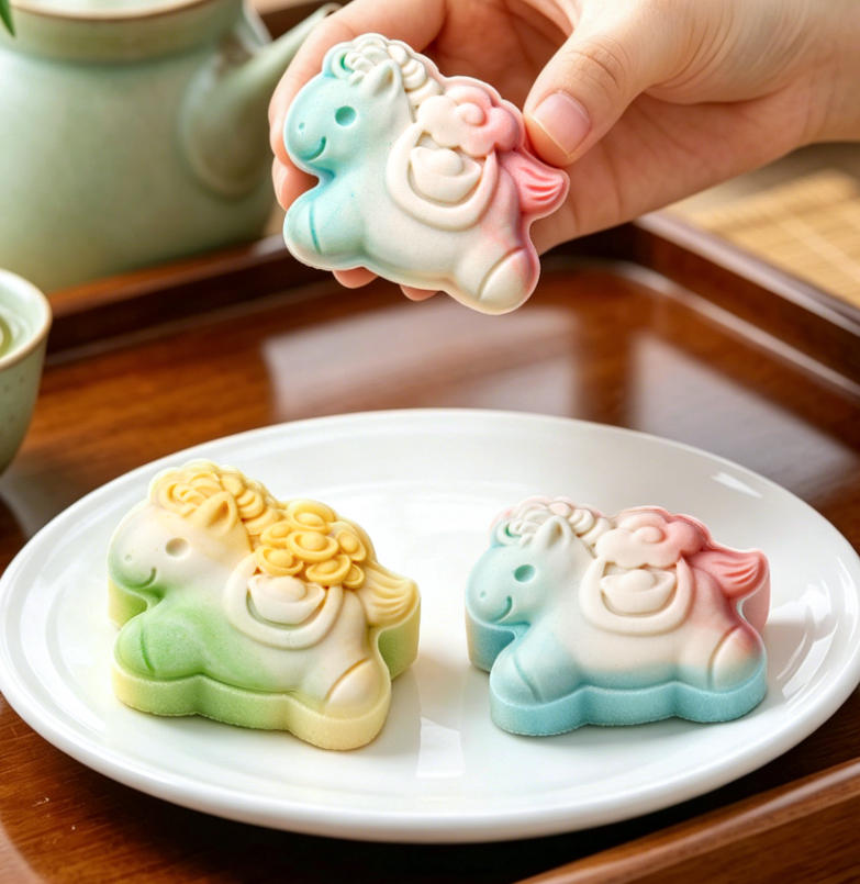 Diy Horse-Shaped Mooncake Mold Hand-Pressure Pastry Mold Hand Press Mung Bean Cake Model Pastry Embossing Make Baking Tool