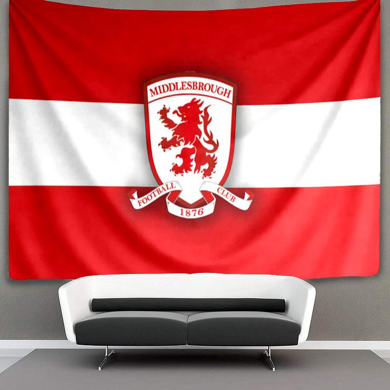 Middlesbrough Football Club CrestPrinted Tapestry, Fabric Tapestry Wall Hanging Decoration for Bedroom, Living Room, Dorm Room Home Party Fan Gifts
