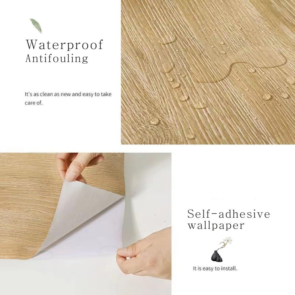 PVC Waterproof Self Adhesive Wallpaper Wall in Rolls Furniture Cabinets Vinyl Decorative Film Wood Grain Stickers For Home Decor