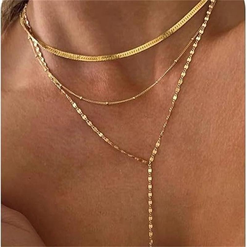 Coliere Vintage Aurii Stratificate Dublu pentru Femei Delicate Cristal Metal Lanț Lung cu Ciucuri Mărgele Choker Bijuterii de Petrecere Cadouri