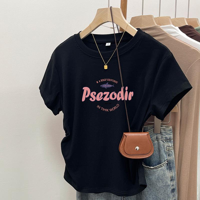 Женский летний укороченный топ из чистого хлопка с короткими рукавами