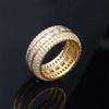 Men's Hip Hop Gold Ring with Square Zircon Diamonds and Five-Row Design