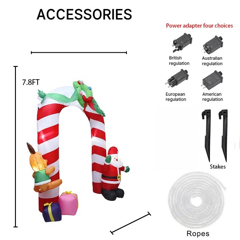 7.8FT Christmas Yard Decor Inflatable Archway Claus Santa Sleigh Gift with LED Xmas Toy Supplies Home Decoration Ornament Gift
