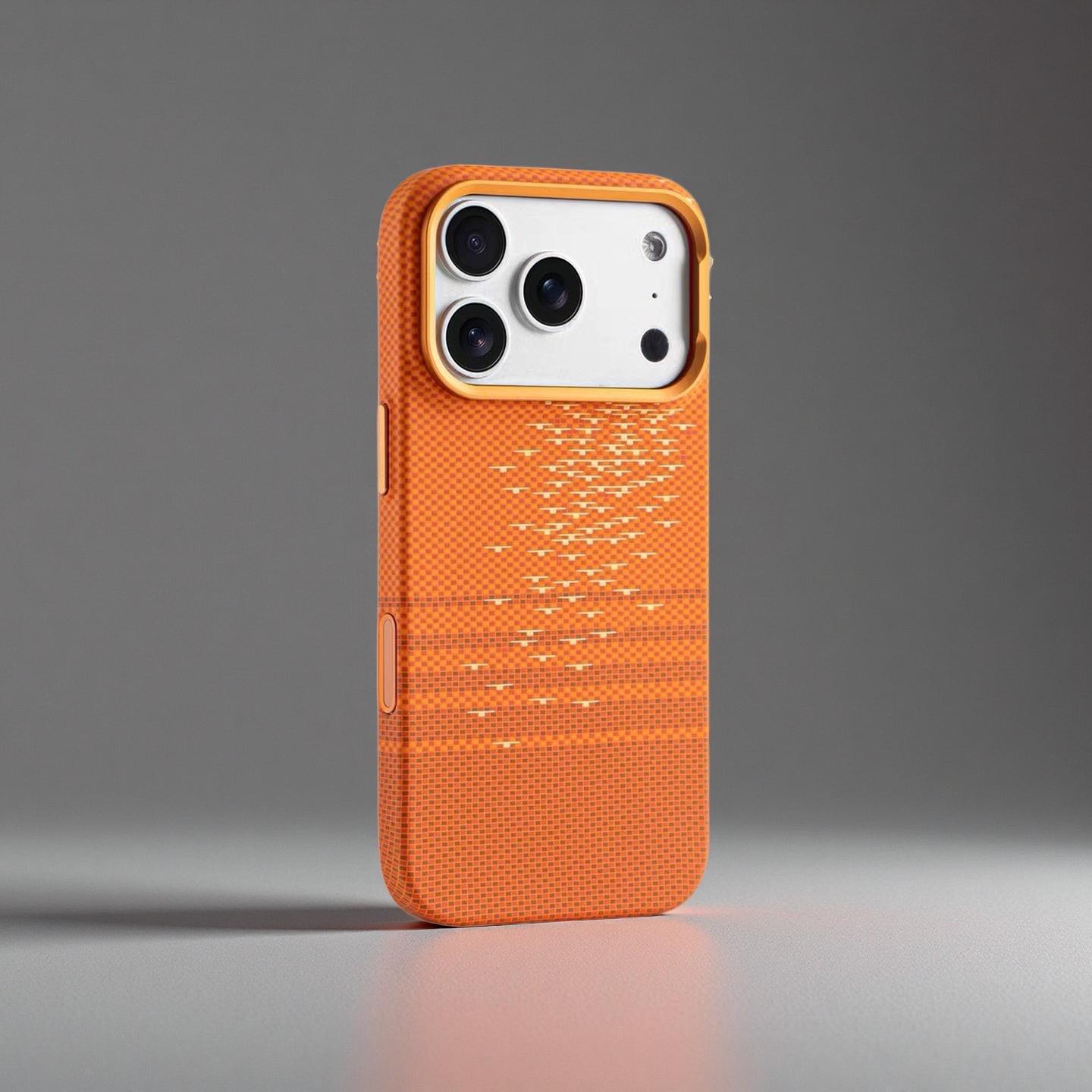 

Embossed Magnetic Phone Case for iPhone 17 PRO MAX - Floating Light Ripples, Drop-Proof, High-End Feel iPhone 15 оранжевый