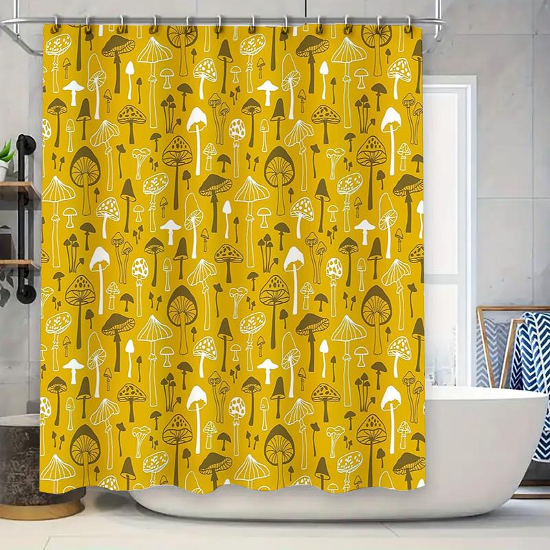 

Boho Mushroom Shower Curtain Botanical Forest Nature Decor Bathroom Set Vintage Floral Pattern Wall Hanging Tapestry Home Textil W60H190(CM)-1 Pcs