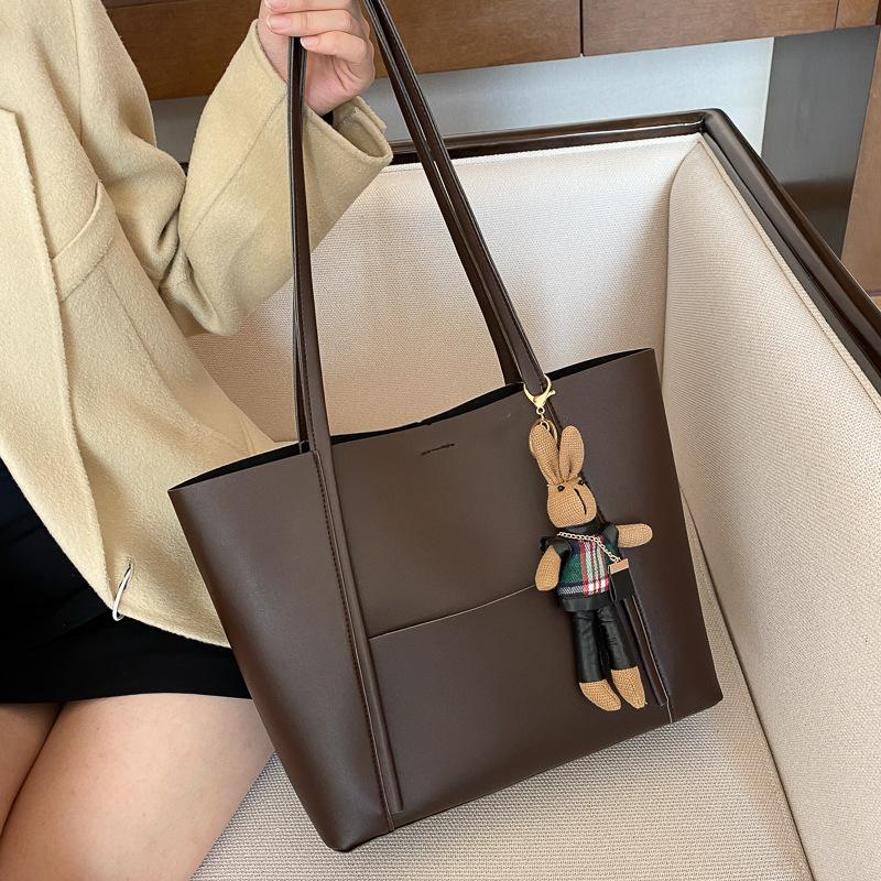 Simple Large Capacity Faux Leather Tote Bag Street Style Commuter Shoulder Handbag KTB