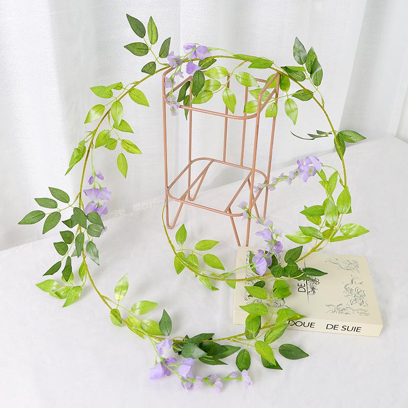 1.9M Artificial Wisteria Flowers Garland Vine Silk Hanging Flower for Home Garden Outdoor Ceremony Wedding Arch Floral Decor