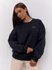 American simple foreign style niche letter printing oversize loose meat cover round neck trendy sweater