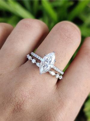 Kupfer Metall Einfach Klassisch 2 Karat Pferdeauge Zirkon Ring Entworfen Für Frauen Verlobung Hochzeit Luxus Hohe Qualität Hohe Qualität Fein Hohe Qualität