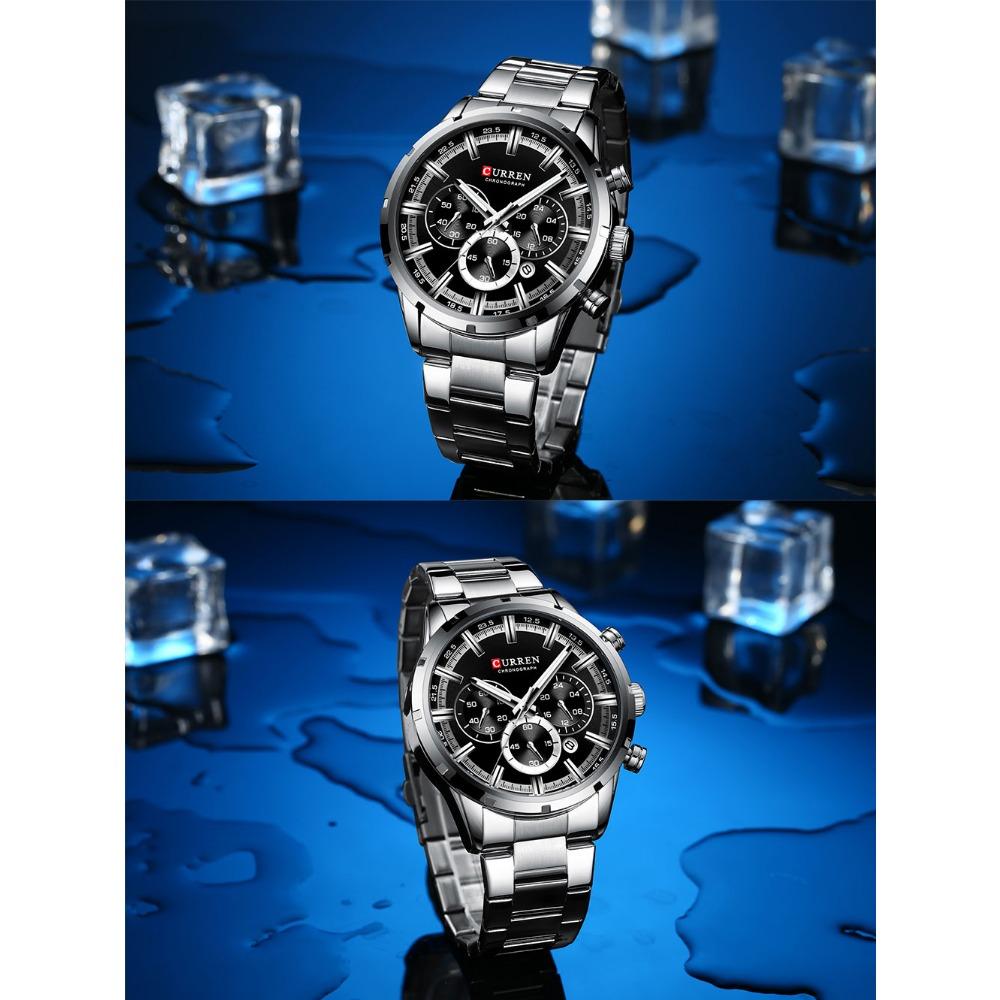 Curren Herrenuhr Blaues Zifferblatt Edelstahlarmband Datum Herren Business Herrenuhren Wasserdicht Luxus Herren Armbanduhren für Herren