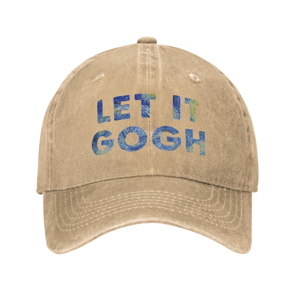 Let It Gogh Funny Vincent Van Gogh Starry Night Unstructured Baseball Caps Painting Distressed Denim Hats Soft Workouts Headwear