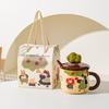 Apple Tree Girl Ceramic Vintage High Value With Lid Spoon Office Water Cup Coffee Cup Breakfast Cup