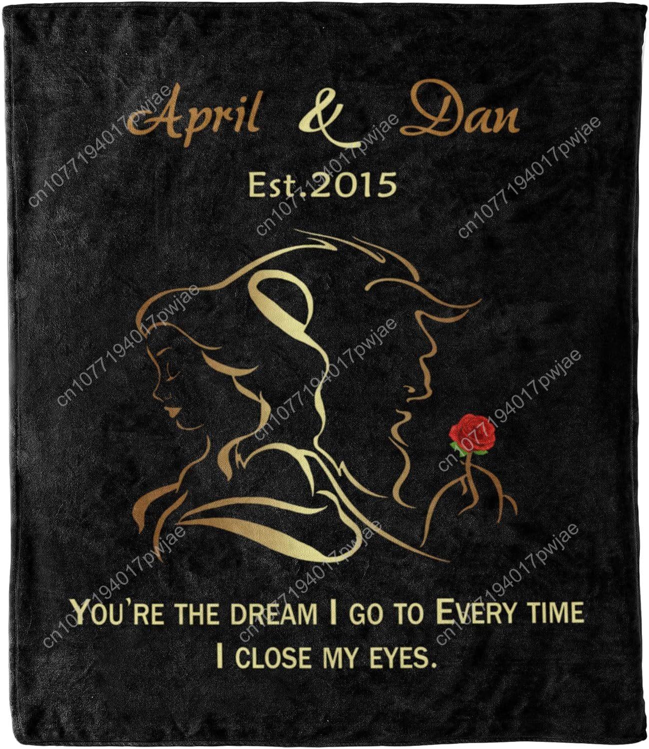 Premium Customized Beauty  Beast Blanket Gift for Valentine Custom blankets 75X95CM