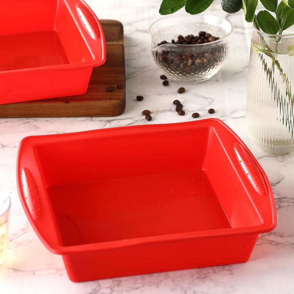 2PCS Heat Resistant Silicone Square Brownie Pan Flexible Dessert Baking Mold  Lasagna