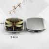 Square Two Compartment Metal Pill Box Portable Pill Box Stained Glass Insect Print Medicine Container For Travel Daily Carry