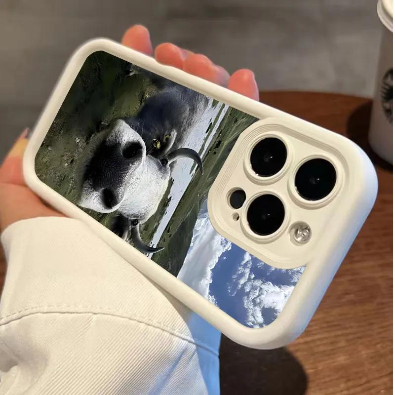 Luxtury Cute Cow Phone Case For iPhone 11 12 13 14 15 16 Pro Max X XS XR 7 8 Plus SE2020 Shockproof Soft Silicone Bumper Cover