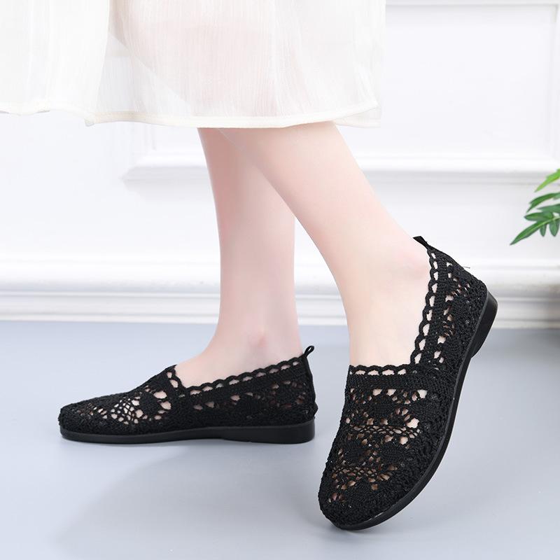Cloth Shoes, Women's Shoes, Anti-slip Soft-soled Shoes, Hollowed-out Flat Shoes, Versatile, Light Outerwear, Single Shoes