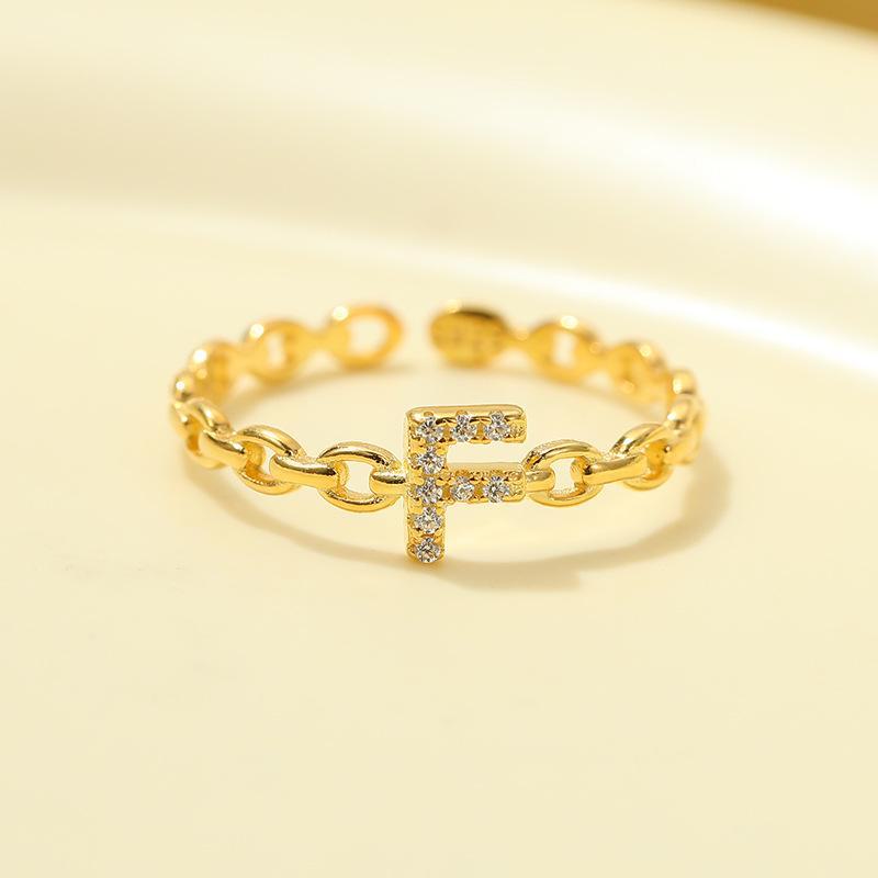 

Кольцо Banyan Tree S925 Silver Open Letter Diamond Ring для женщин - модные украшения на указательный палец Letter F золотой