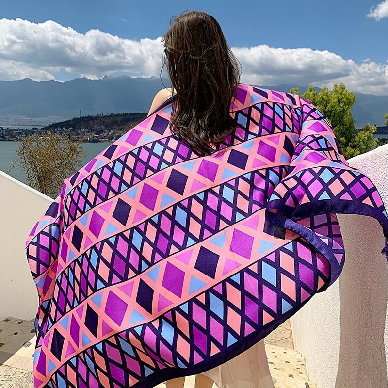 Ethnic Shawl Scarf Seaside Sunscreen Beach Silk Scarf Red Big Yarn Women'S Desert Travel Ladies Po Accessories Ladies