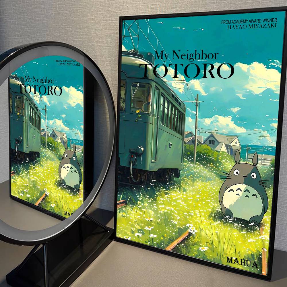 Anime Mein Nachbar Totoro Cartoon Niedlich Klassisch Vintage Poster HD Qualität Wandkunst Retro Poster für Wohnzimmer Wanddekoration (as the picture,10x15cm No Frame)