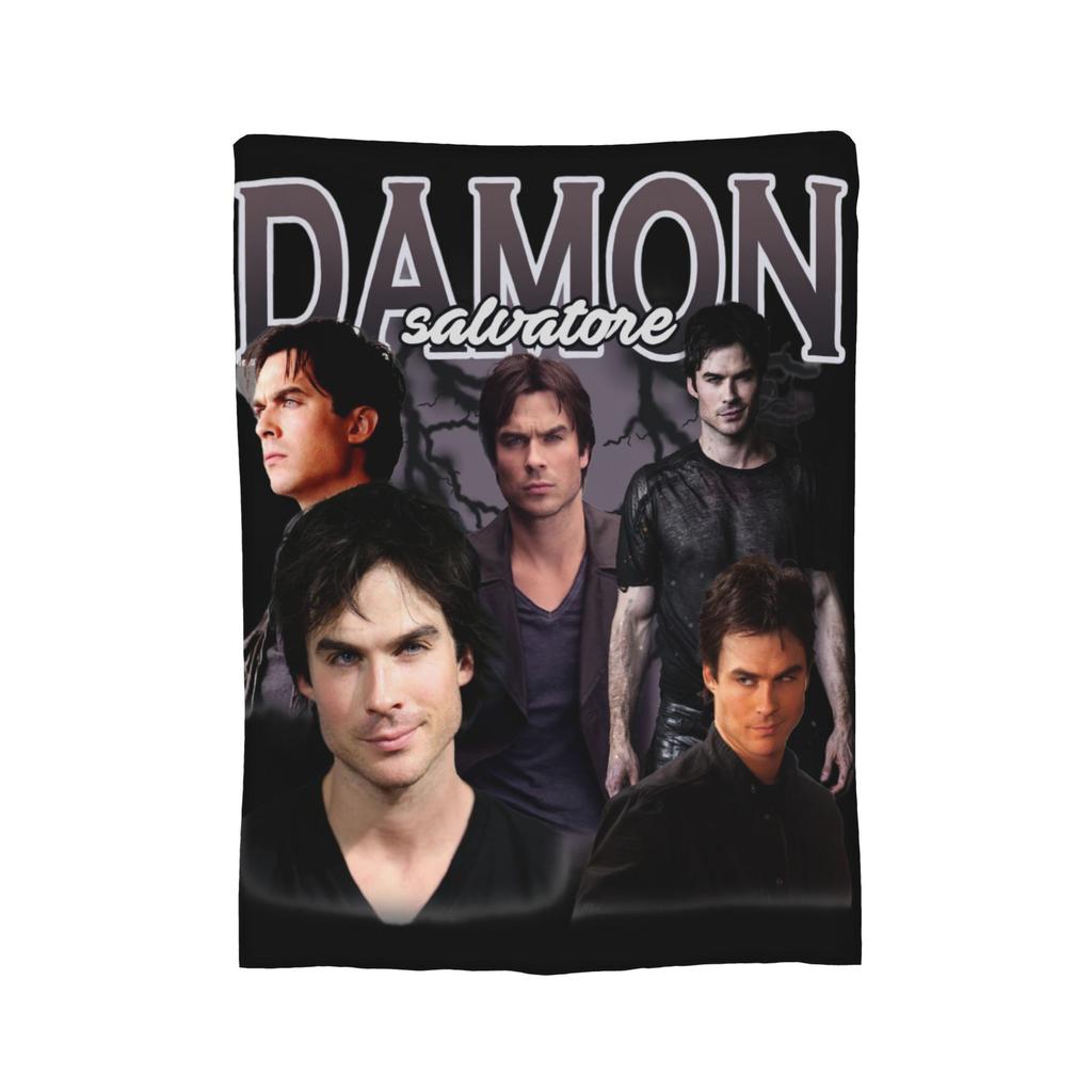 Damon Salvatore Vampire Diares Blankets Flannel Textile Decor  Multi-function Warm Throw Blanket for Bed Travel Plush Thin Quilt
