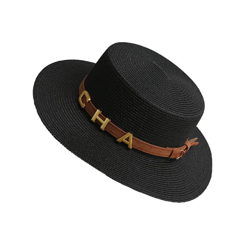 Retro flat top hat summer seaside beach sunshade sun protection straw hat vacation style sun hat children