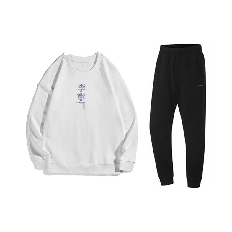 

Li Ning Цветочный принт Модный Свободный Дышащий Пуловер с Круглым Вырезом Толстовка с Длинным Рукавом Повседневный Спортивный Костюм YWDV397-2+AKLUA73-4 S