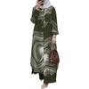 Muslim Women's Long Sleeve Print Robe & Pants Two-Piece Set