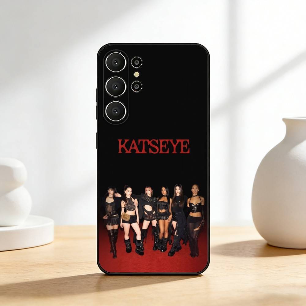 Heißes Musik K-KATSEYE Handyhülle für Samsung S26,S25,24,23,22,30,21,10,9,Ultra,Plus,Lite,Schwarze Weiche Hülle