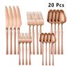 20/30pcs Dinnerware Set Stainless Steel Tableware Hammer Pattern Handle Knife Fork Coffee Spoon Flatware Dishwasher Safe Cutlery