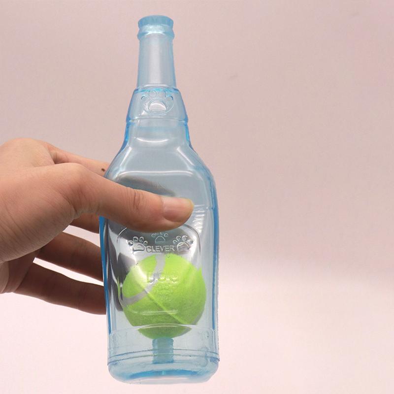 Pet Chew Toy Beer Bottle Dog Sound-Making Chew-Resistant Teething Toys Empty Bottle or with Tennis Ball Pets Interactive Toys
