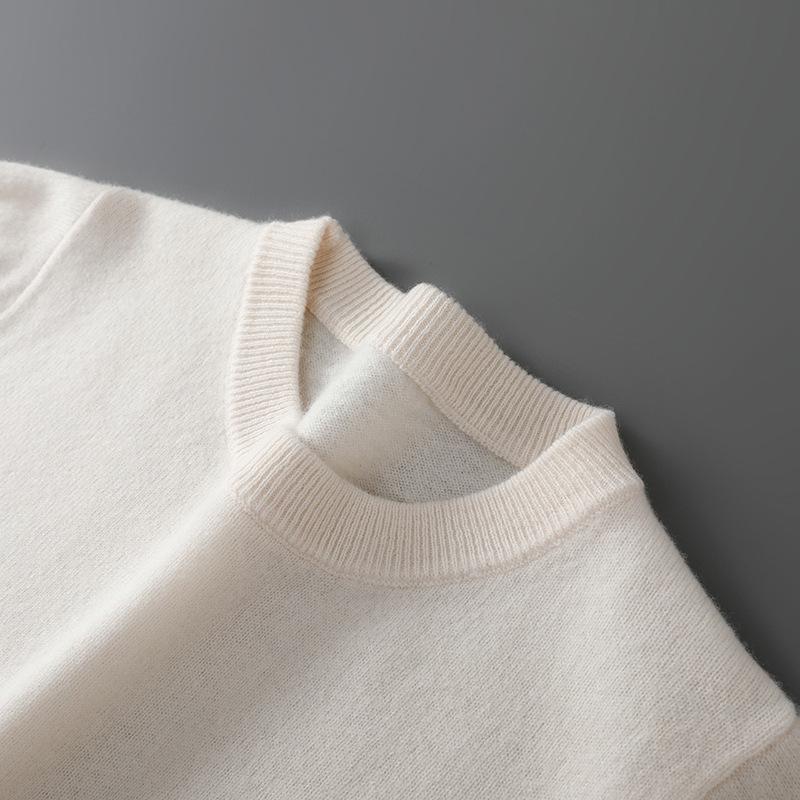 Herrtröja i enfärgad ullstickad casual